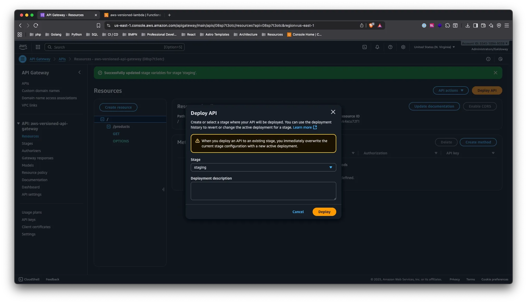 Deploying API to Stages