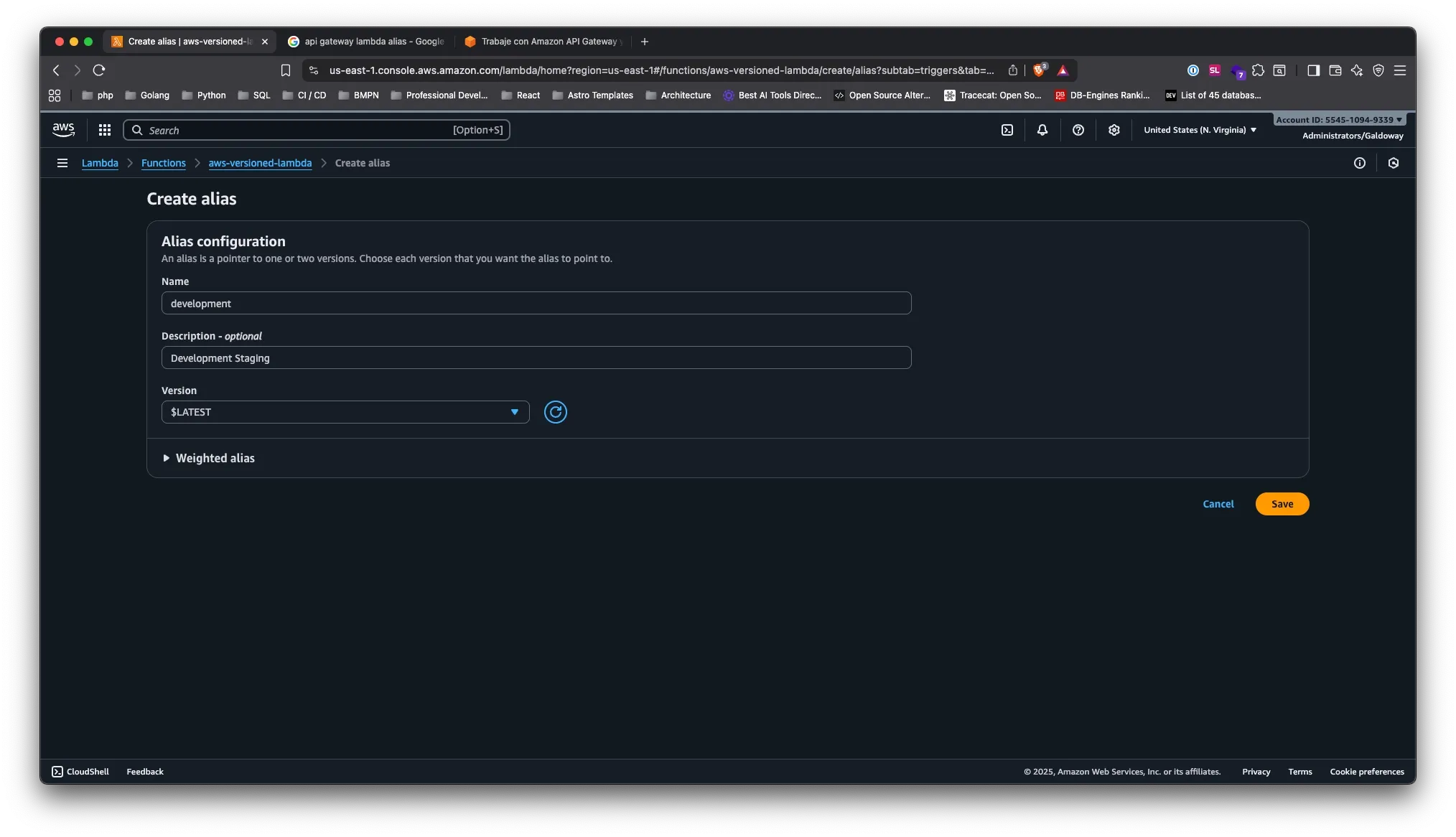 Lambda Function Create Alias